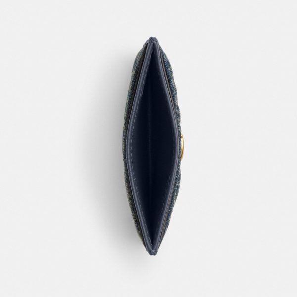 Coach Outlet Essential Card Case In Regenerative Cotton Denim With Quilting - Preorder
