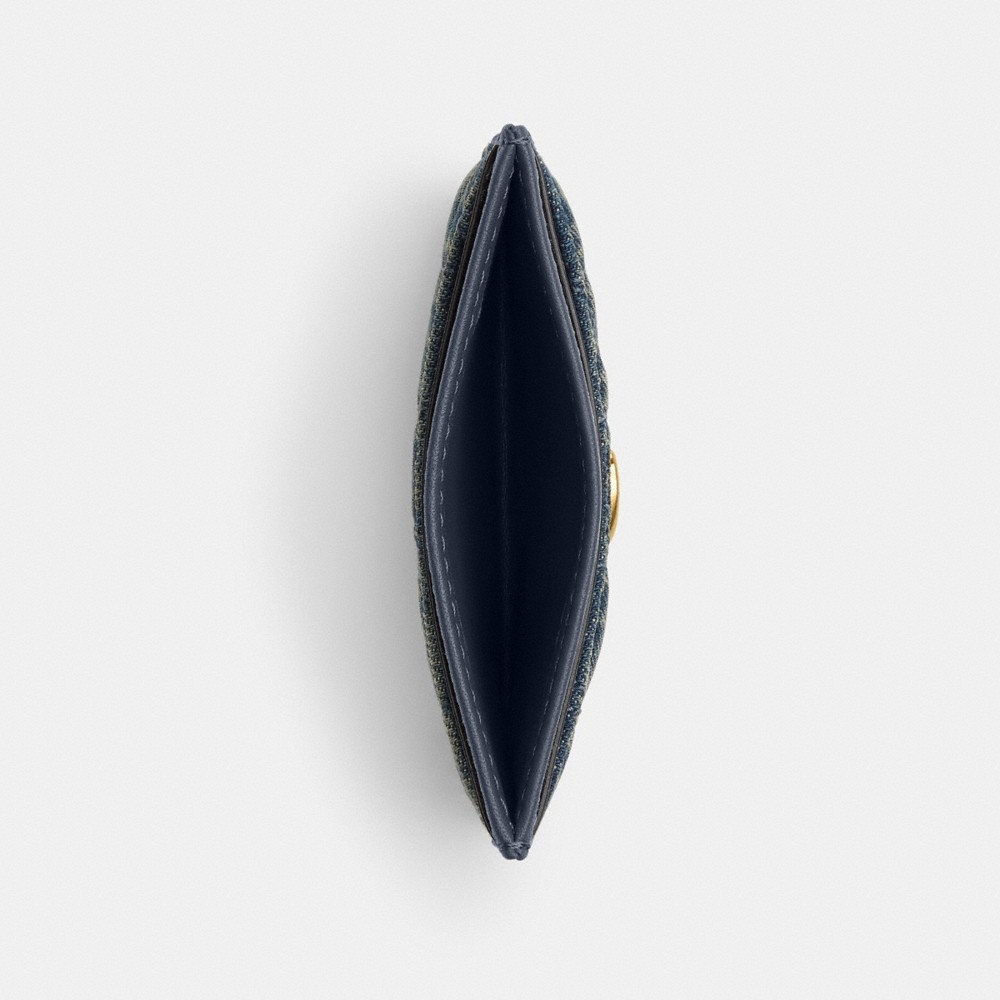 Coach Outlet Essential Card Case In Regenerative Cotton Denim With Quilting - Preorder