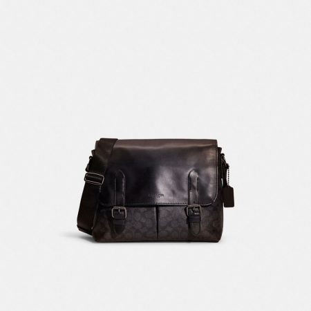Coach Restored Metropolitan Soft Messenger In Signature Canvas - Preorder — Gunmetal/Charcoal