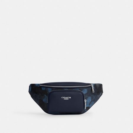 Coach Outlet Racer Small Belt Bag In Signature Camo Print - Preorder — Silver/BLUE MULTI
