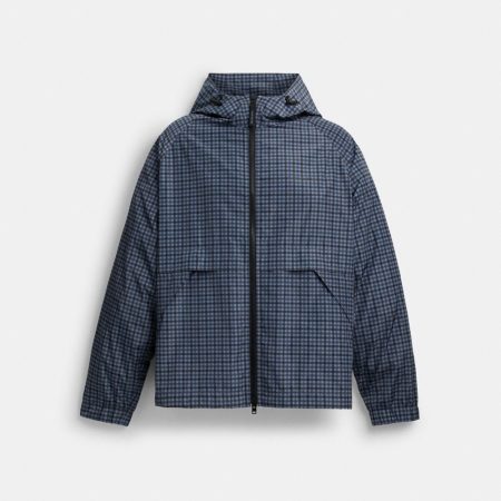 Coach Outlet Plaid Windbreaker In Recycled Polyester - Preorder — Blue