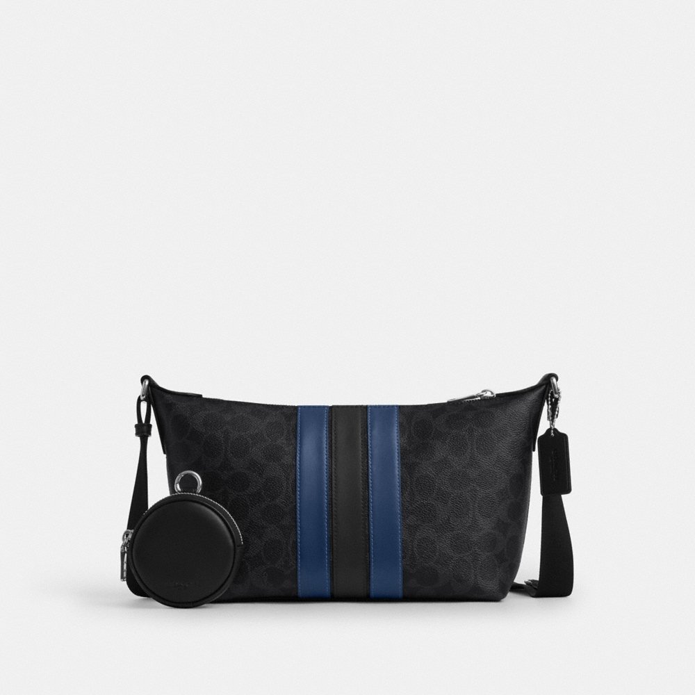 Coach Outlet Small Finn Crossbody Bag With Pouch In Signature Canvas With Varsity Stripe - Preorder