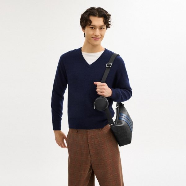 Coach Outlet Small Finn Crossbody Bag With Pouch In Signature Canvas With Varsity Stripe - Preorder