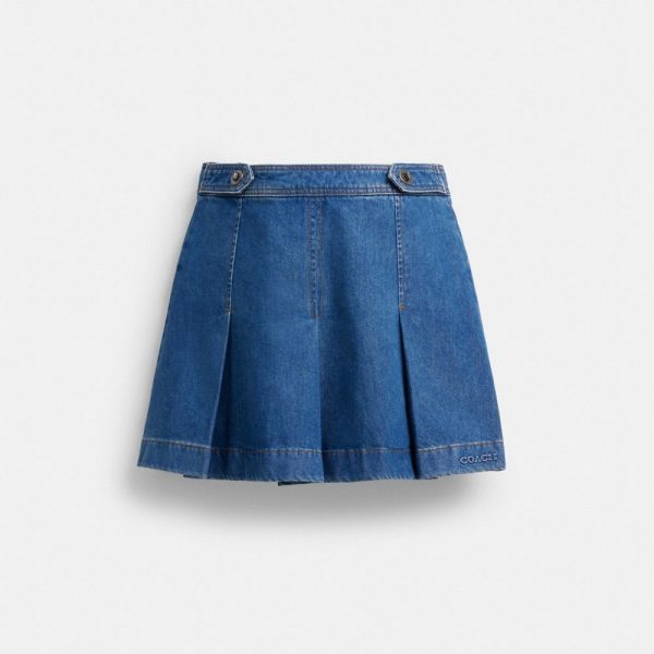 Coach Outlet Denim Pleated Skirt - Preorder