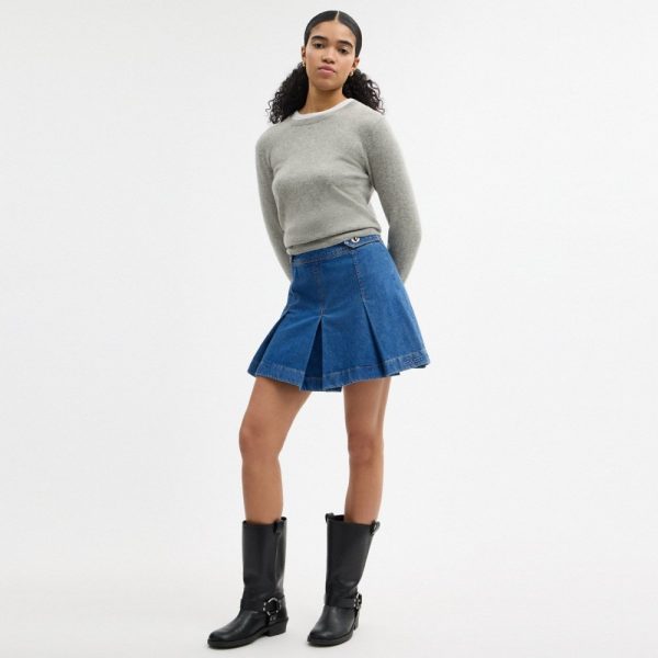 Coach Outlet Denim Pleated Skirt - Preorder