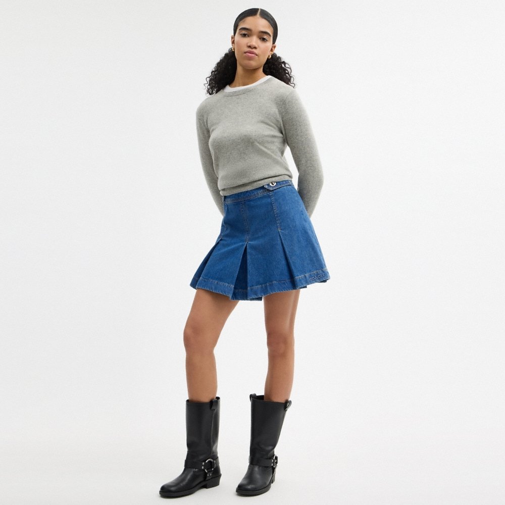 Coach Outlet Denim Pleated Skirt - Preorder