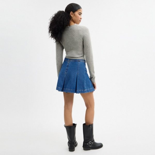 Coach Outlet Denim Pleated Skirt - Preorder