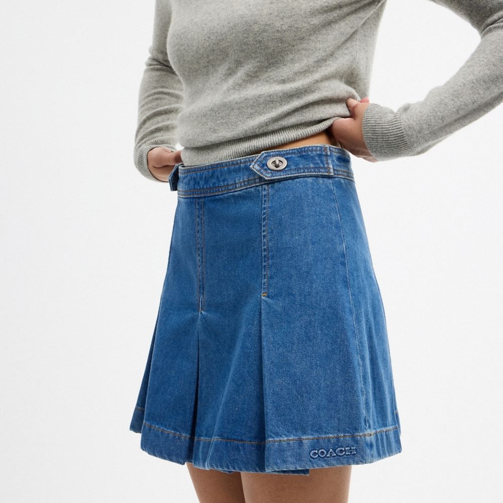 Coach Outlet Denim Pleated Skirt - Preorder