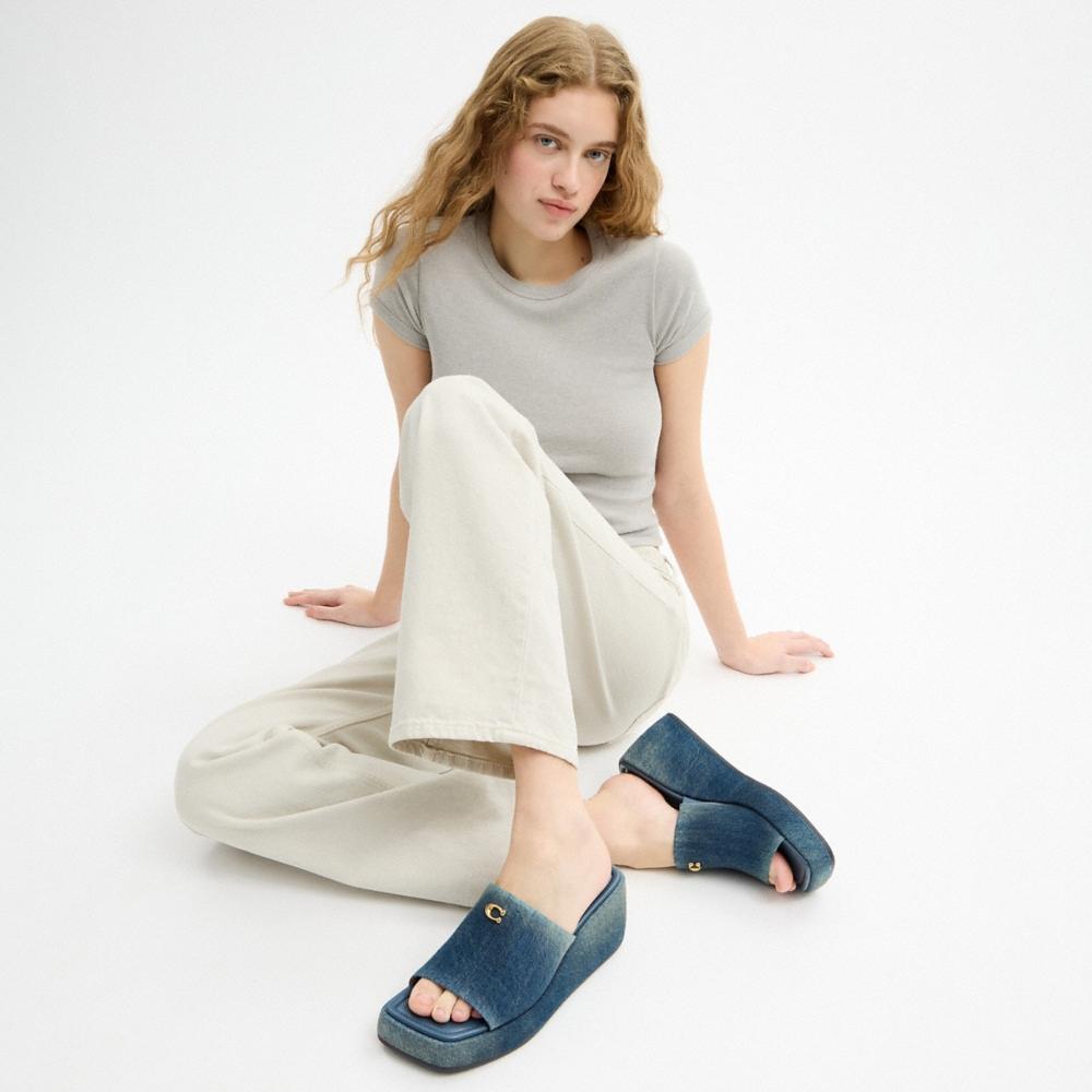 Coach Outlet Marie Platform Sandal In Loved Denim - Preorder