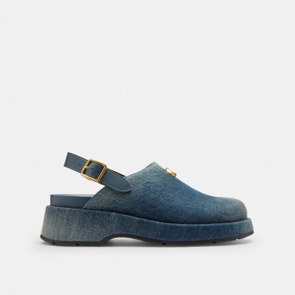 Coach Outlet Sculpted C Platform Clog In Loved Denim - Preorder