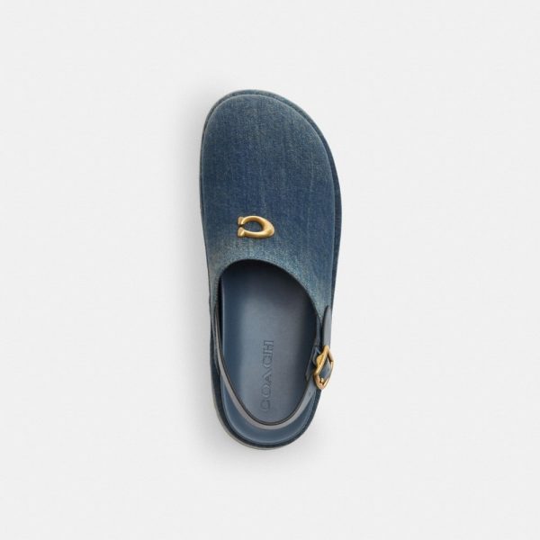 Coach Outlet Sculpted C Platform Clog In Loved Denim - Preorder