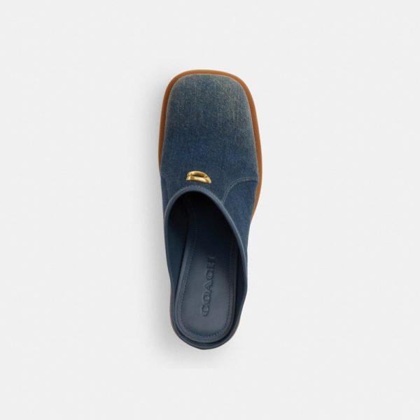 Coach Outlet Sculpted C Heeled Mule In Loved Denim - Preorder