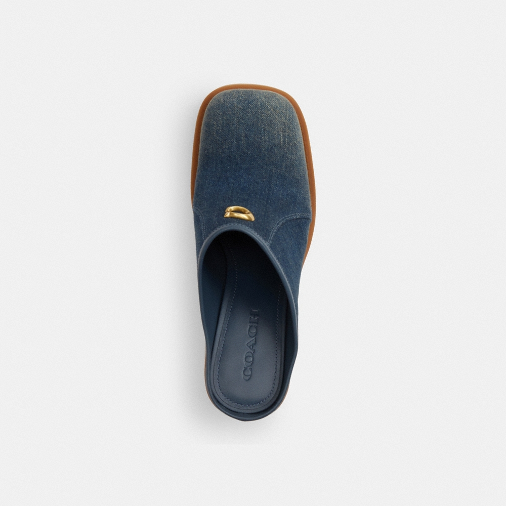 Coach Outlet Sculpted C Heeled Mule In Loved Denim - Preorder