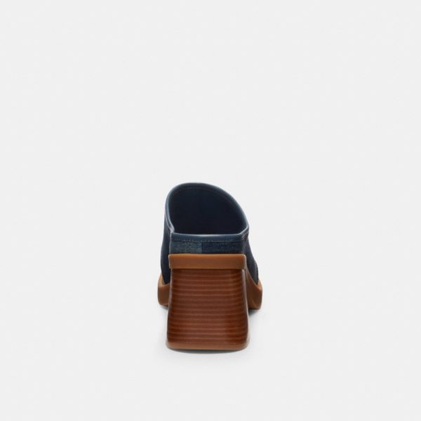 Coach Outlet Sculpted C Heeled Mule In Loved Denim - Preorder