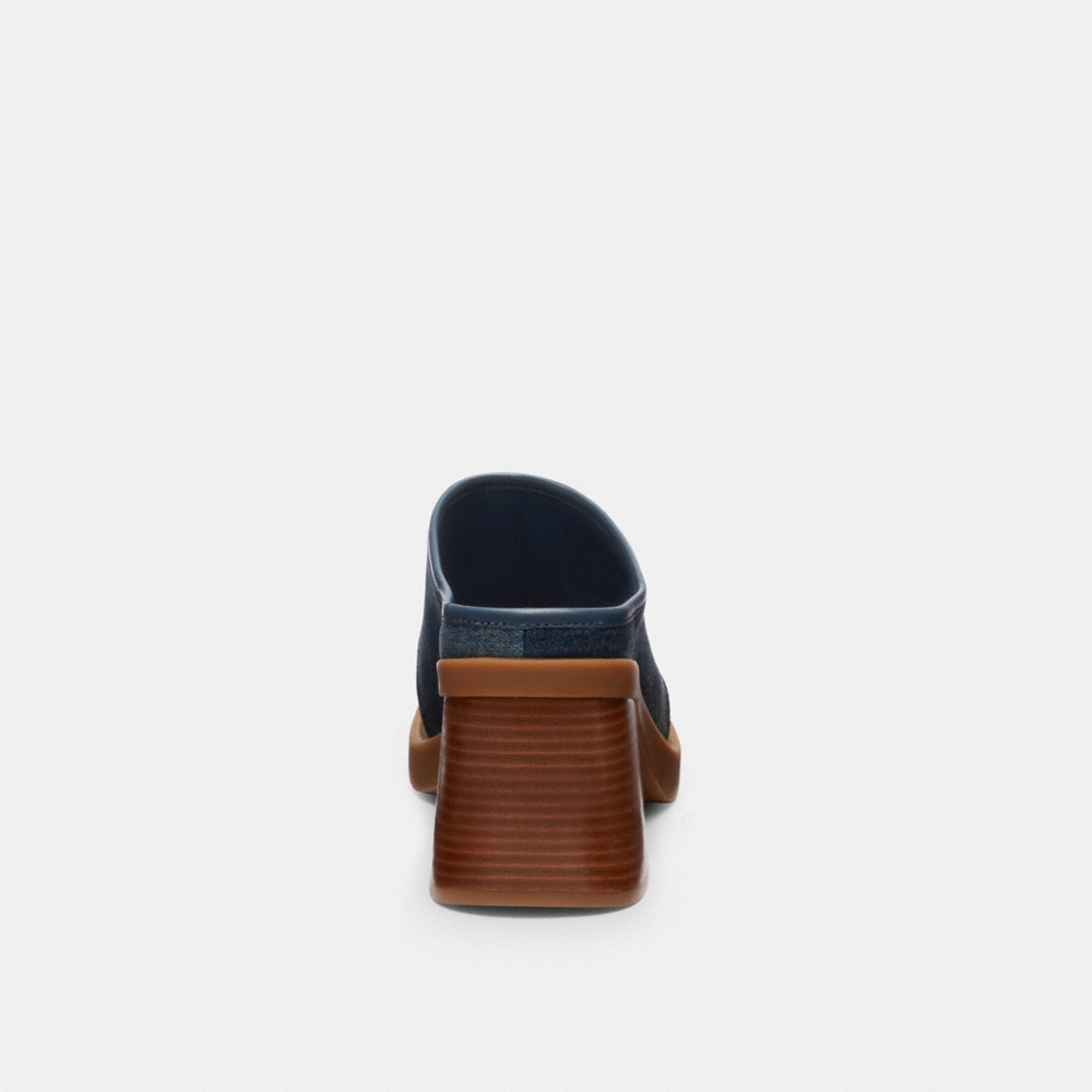 Coach Outlet Sculpted C Heeled Mule In Loved Denim - Preorder