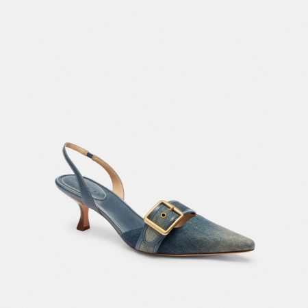Coach Outlet Margot Slingback In Loved Denim - Preorder — Dark Indigo