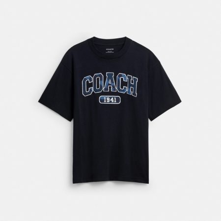 Coach Outlet Camo Relaxed T-Shirt In Organic Cotton - Preorder — Navy