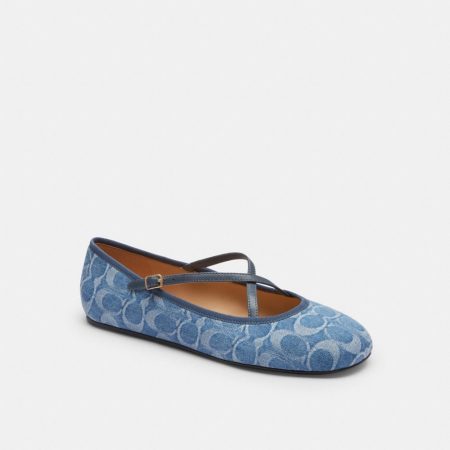 Coach Outlet Phoebe Ballet Flat In Signature Denim - Preorder — Indigo