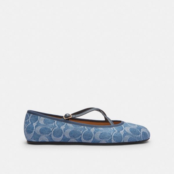 Coach Outlet Phoebe Ballet Flat In Signature Denim - Preorder