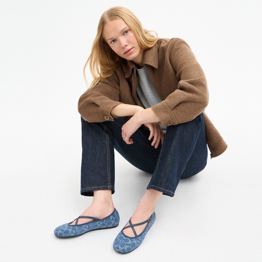 Coach Outlet Phoebe Ballet Flat In Signature Denim - Preorder