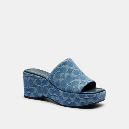Coach Outlet Phoebe Platform Sandal In Signature Denim - Preorder — Indigo