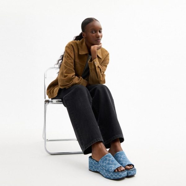 Coach Outlet Phoebe Platform Sandal In Signature Denim - Preorder