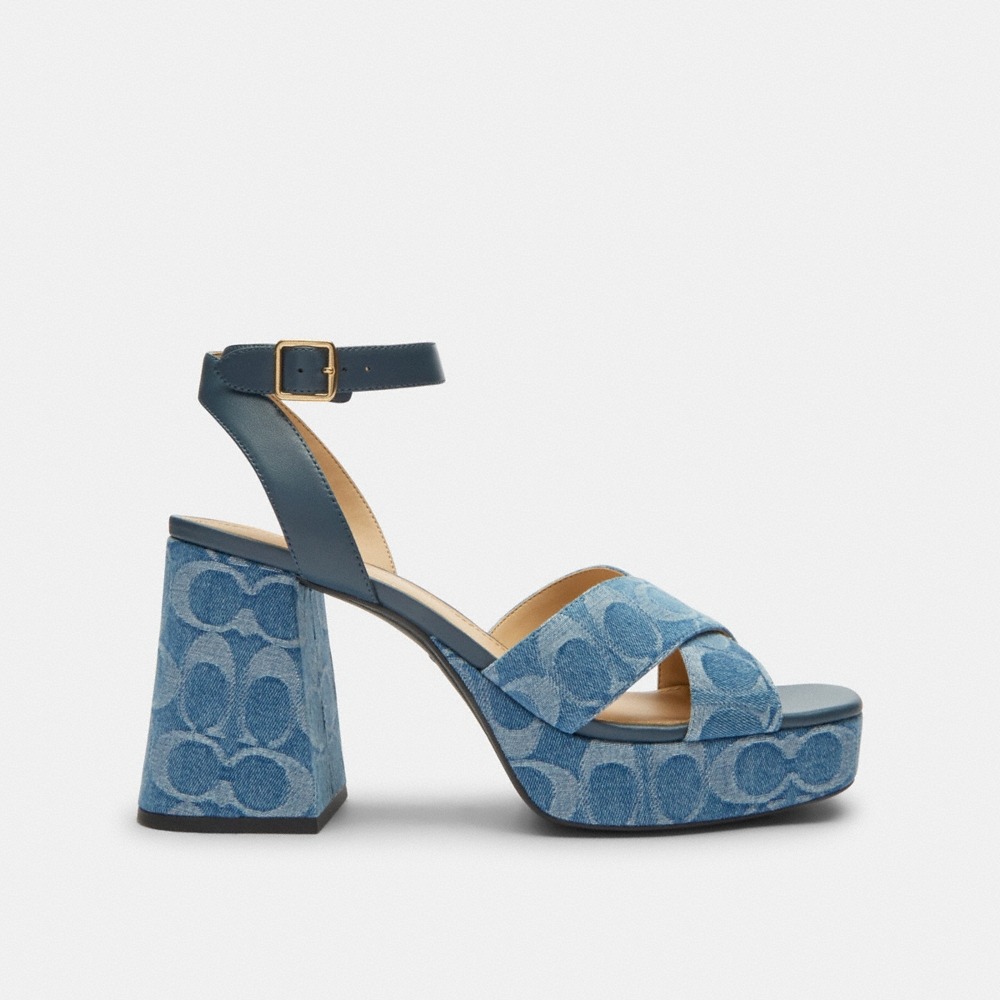 Coach Outlet Block Heel Sandal In Signature Denim - Preorder - Image 2