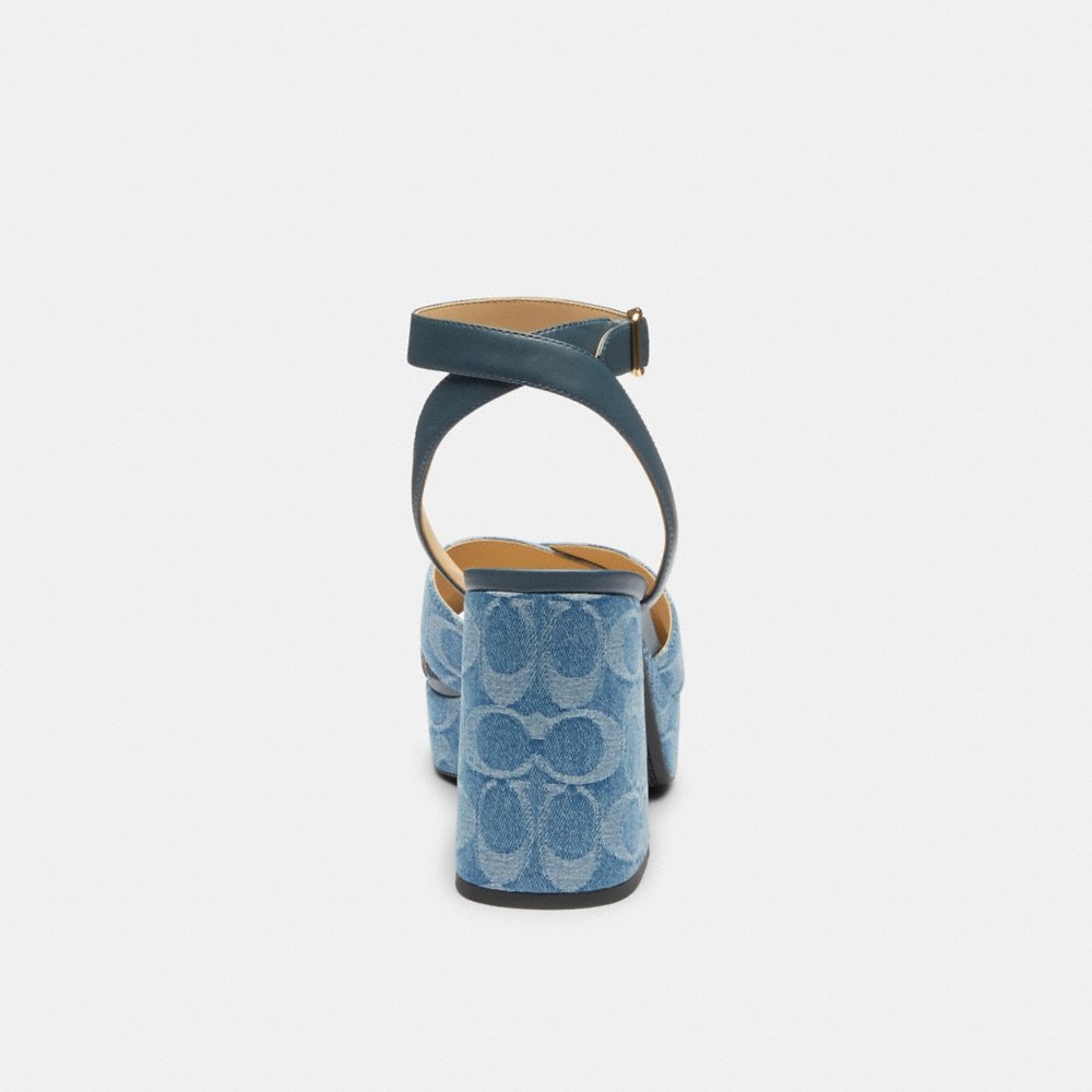Coach Outlet Block Heel Sandal In Signature Denim - Preorder - Image 4