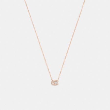 Coach Outlet Pavé C Necklace - Preorder — Rose Brass