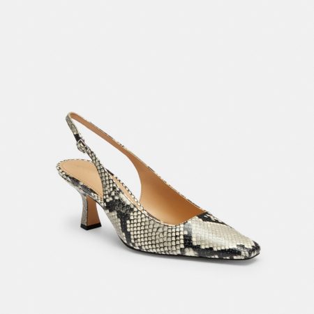 Coach Outlet Slingback Heel With Snake Print - Preorder — Natural