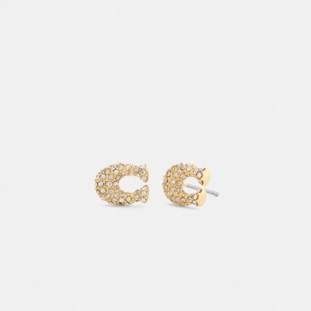 Coach Outlet Pavé C Stud Earrings - Preorder — Brass