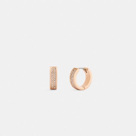 Coach Outlet Pavé C Huggie Earrings - Preorder — Rose Brass