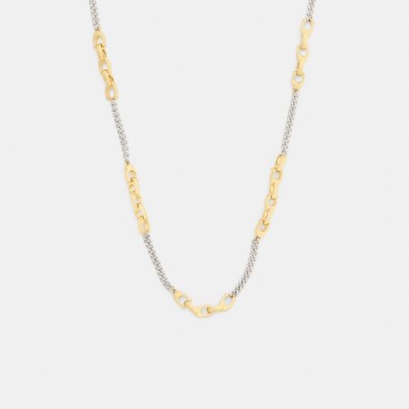 Coach Outlet Linked C Necklace - Preorder — Brass/Silver
