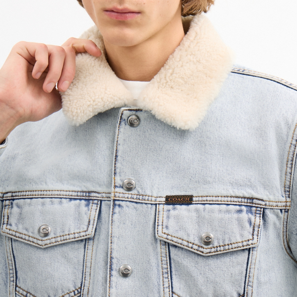 Coach Outlet Denim Jacket With Shearling Collar - Preorder