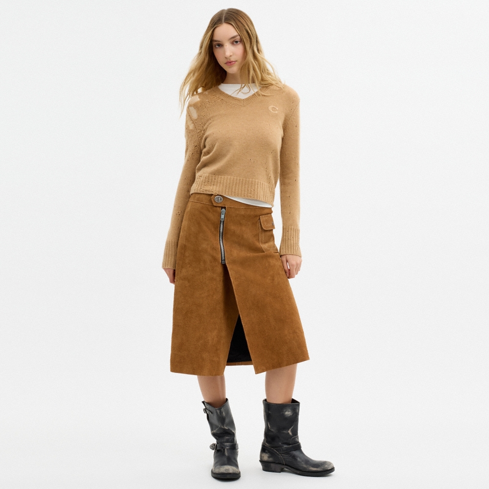 Coach Outlet Heritage Suede Midi Skirt - Preorder