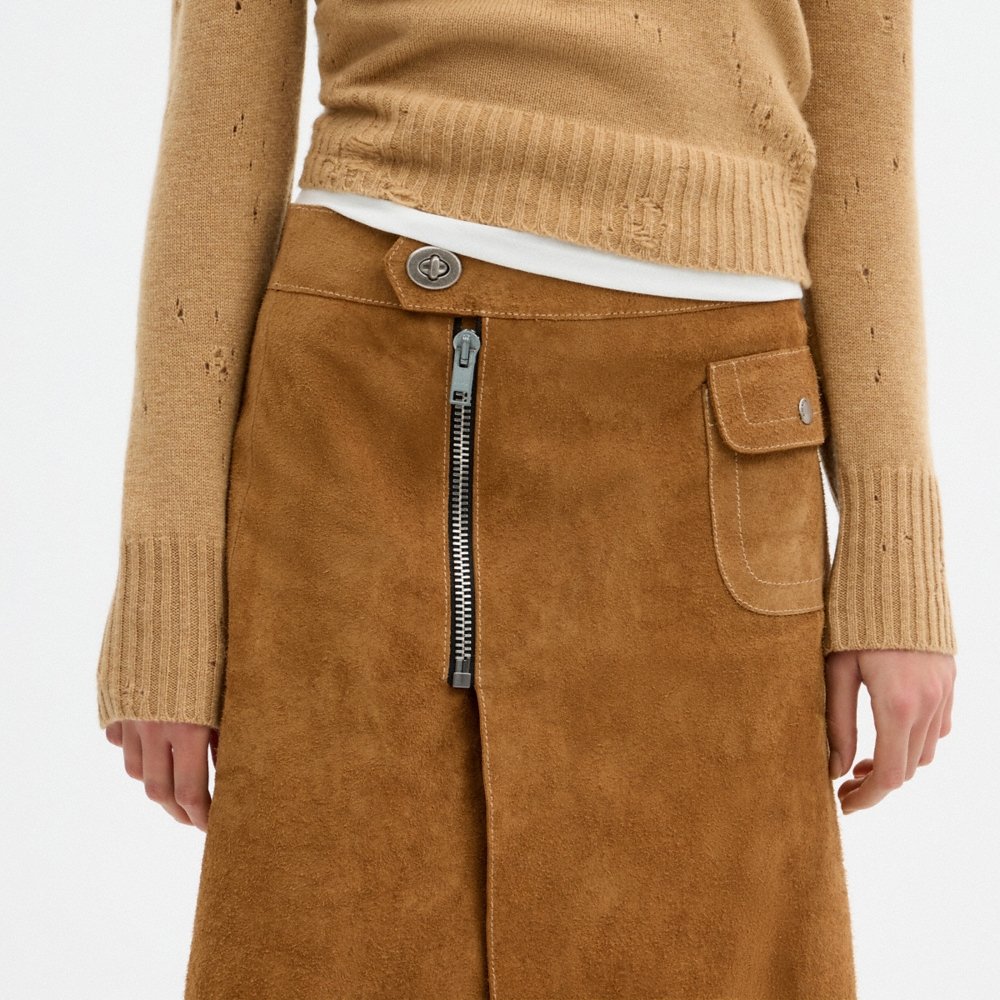 Coach Outlet Heritage Suede Midi Skirt - Preorder