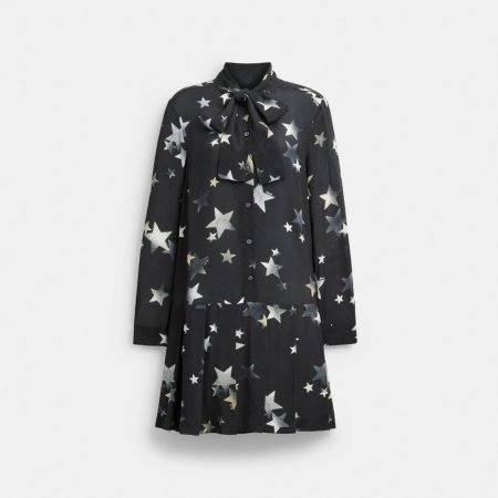 Coach Outlet Tie Neck Star Dress - Preorder — Black