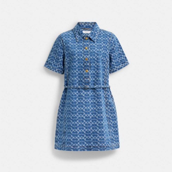 Coach Outlet Signature Denim Dress In Organic Cotton - Preorder