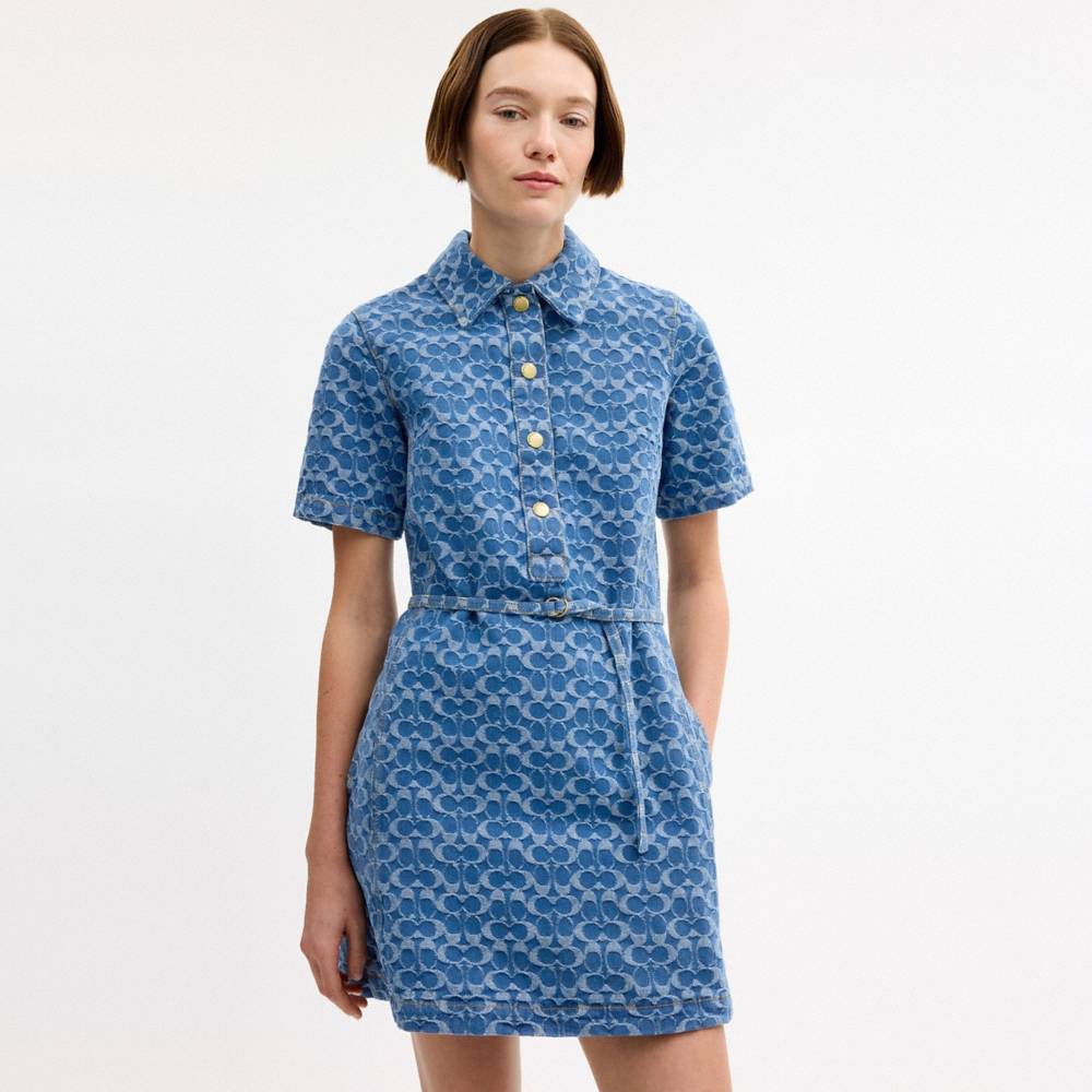 Coach Outlet Signature Denim Dress In Organic Cotton - Preorder