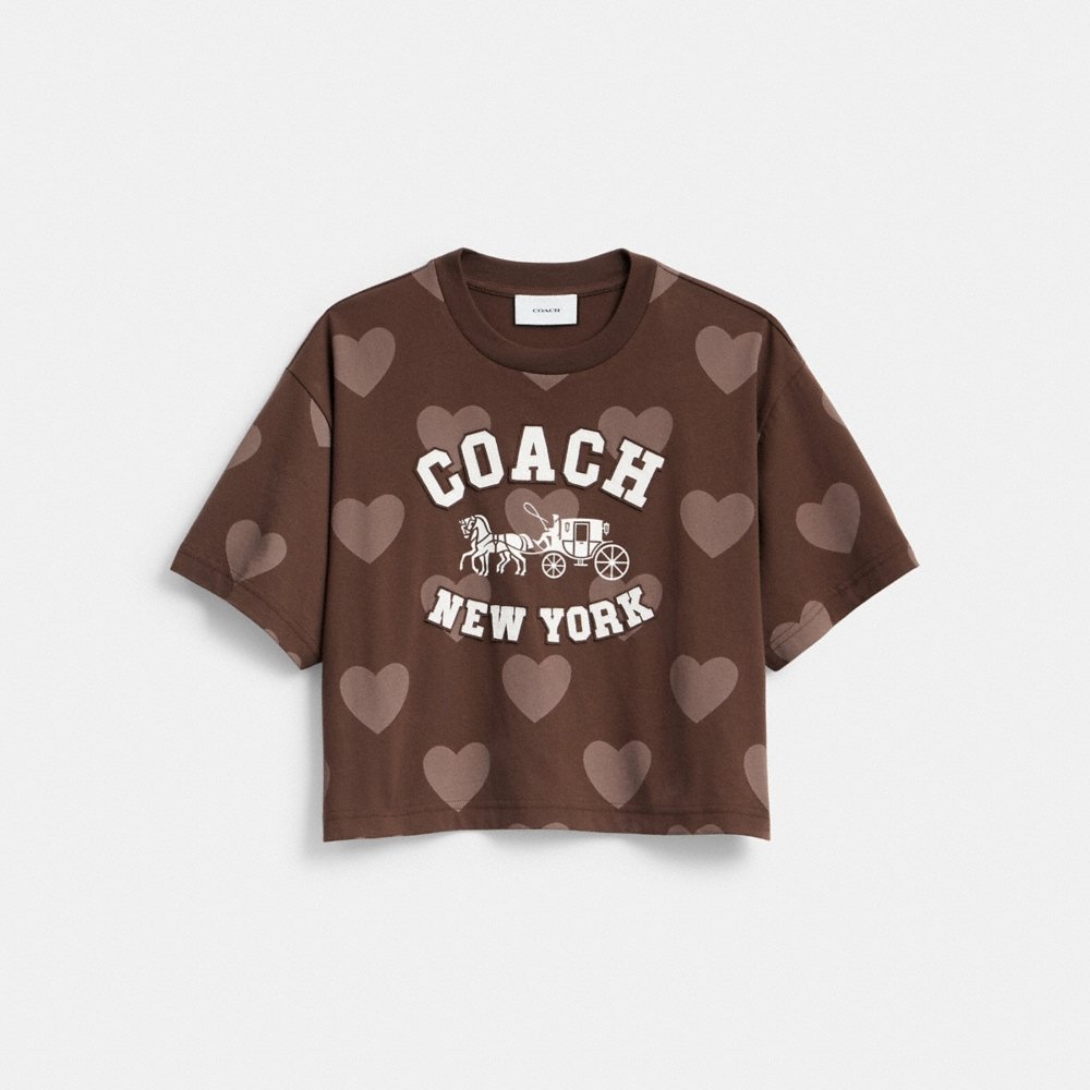 Coach Outlet Horse And Carriage Heart Cropped T-Shirt In Organic Cotton - Preorder