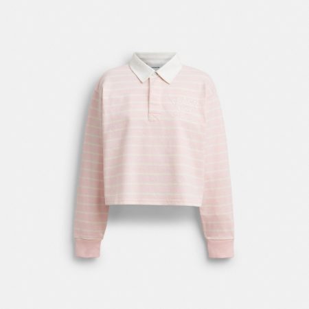Coach Outlet Horse And Carriage Striped Rugby Polo In Organic Cotton - Preorder — Pink