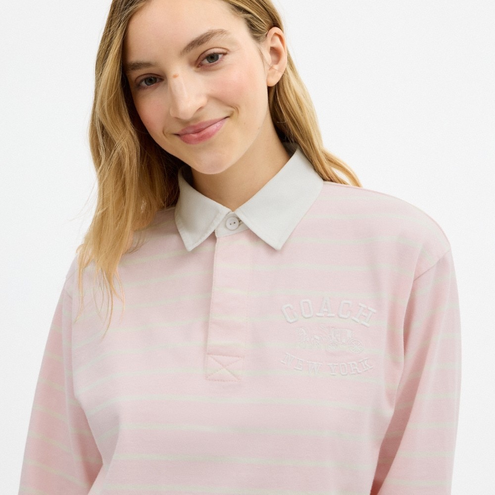 Coach Outlet Horse And Carriage Striped Rugby Polo In Organic Cotton - Preorder