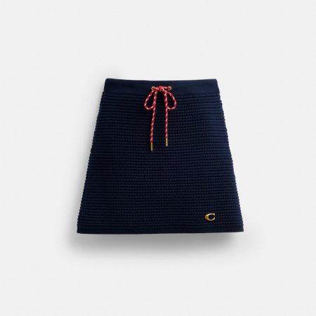 Coach Outlet Textured Knit Skirt - Preorder — Navy Blue