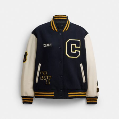 Coach Outlet Wool Varsity Jacket - Preorder — Navy Blue