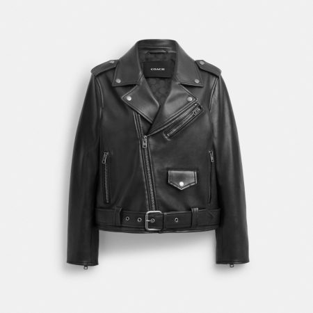 Coach Belted Moto Jacket - Preorder — Black
