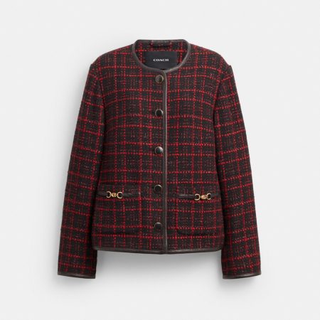 Coach Outlet Sculpted C Tweed Jacket - Preorder — Red/Black
