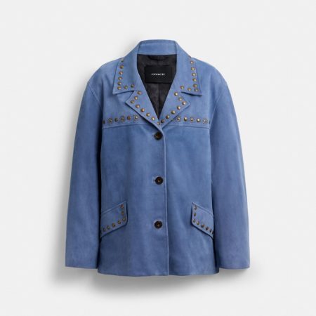 Coach Outlet Studded Suede Jacket - Preorder — Blue