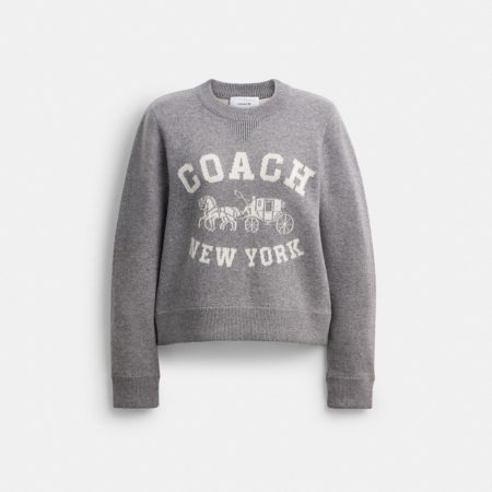 Coach Outlet Horse And Carriage Crewneck Sweater - Preorder — Heather Grey