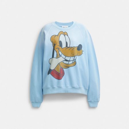 Coach Outlet Disney X Coach Pluto Crewneck Sweatshirt - Preorder — Baby Blue