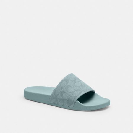 Coach Outlet Udele Sport Slide In Signature Jacquard Canvas - Preorder — Sea Mist